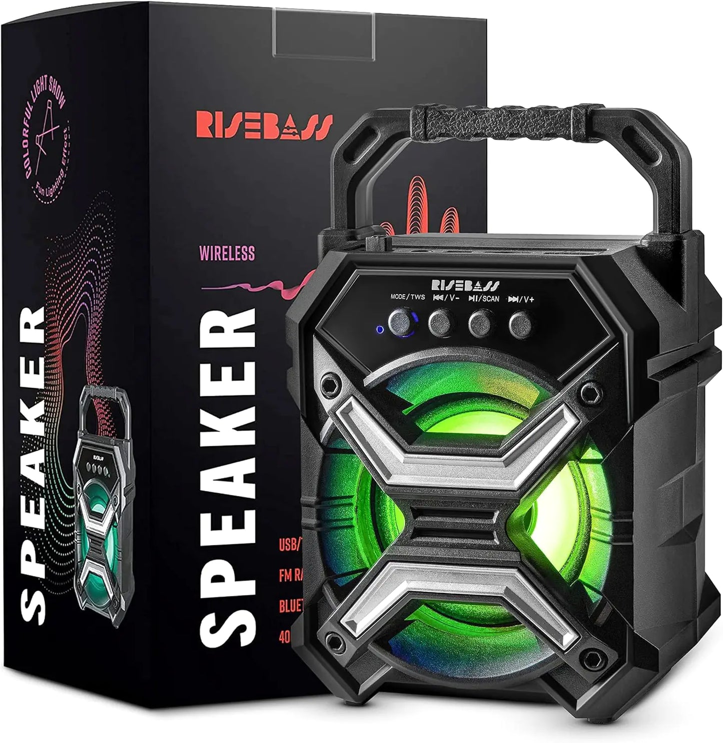 Risebass Portable Wireless RGB Party Bluetooth Speaker