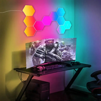 Hexagon RGB LED Wall Light Set