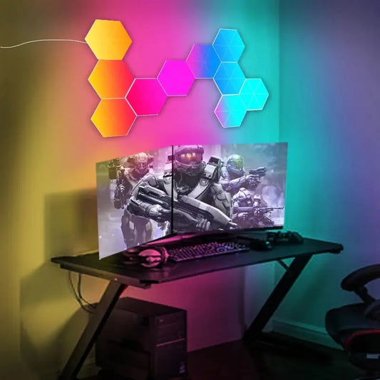 Hexagon RGB LED Wall Light Set
