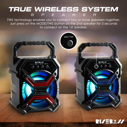 Risebass Portable Wireless RGB Party Bluetooth Speaker